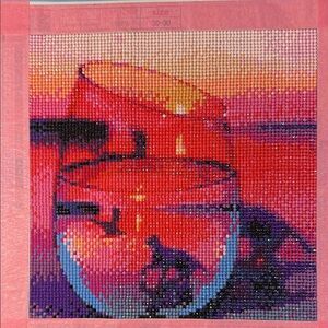 Vibrant Red and Pink Diamond painting Art